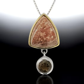 One-of-a-Kind Mocha Dendrite & Smoky Quartz Sterling Silver Necklace with 18" Chain