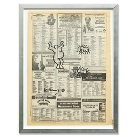 Keith Haring Attributed Newspaper Marker Art