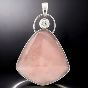 Rose Quartz & White Topaz Pendant Set in Sterling Silver