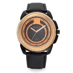 Geneva Men's Watch – Bold Rose Gold Accents with Black & Copper Dial