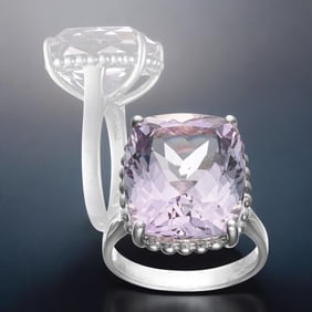 Pink Amethyst Ring Crafted in Sterling Silver Setting - Size 7