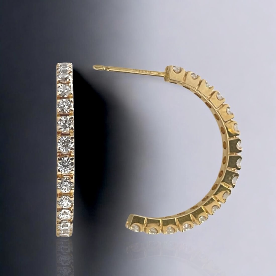 Classic 14K Gold Diamond Half-Hoop Earrings (1 of 1)