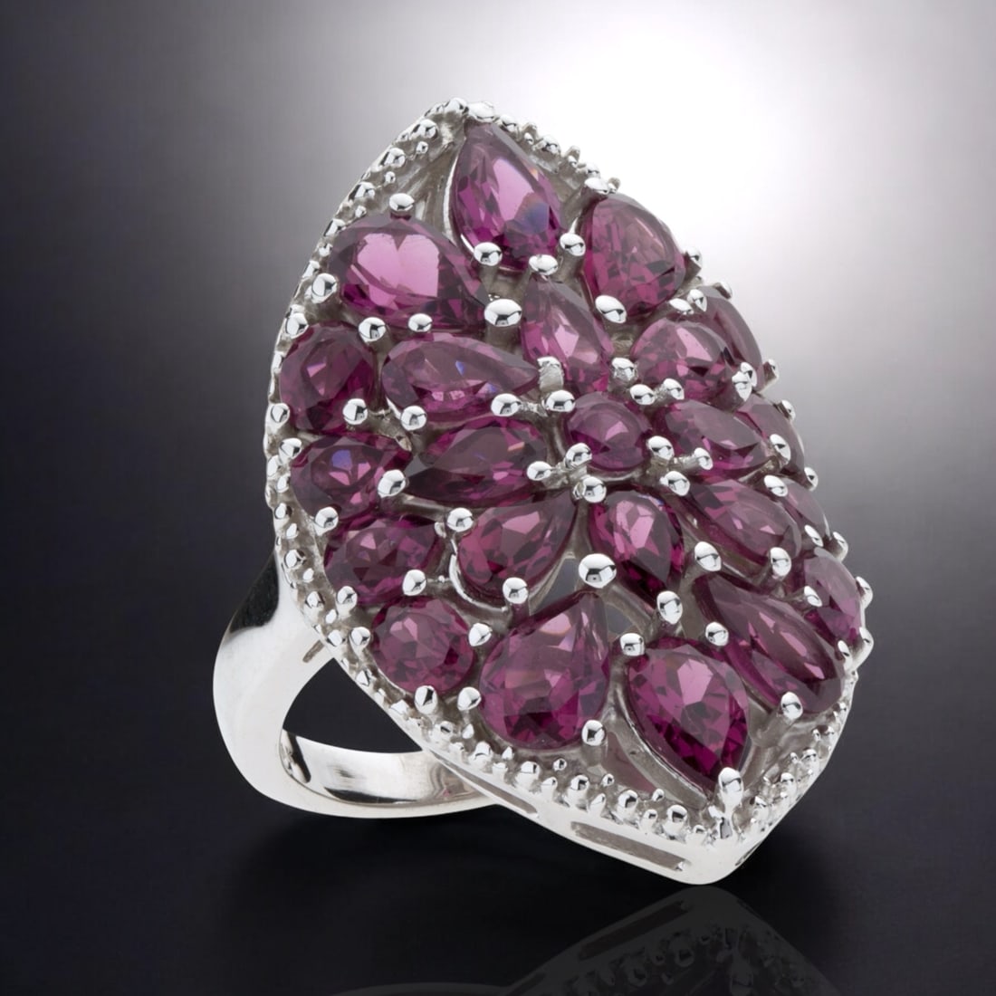 4.85 Cttw Rhodolite Garnet Statement Ring, Set in Sterling Silver - Size 8 (1 of 1)
