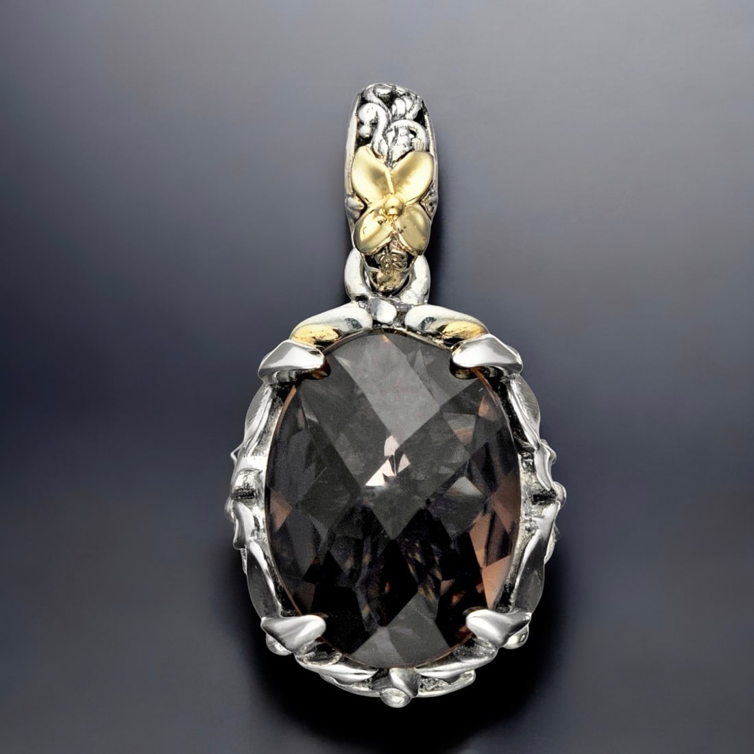 14K Gold & Sterling Silver Smoky Quartz Pendant (1 of 2)