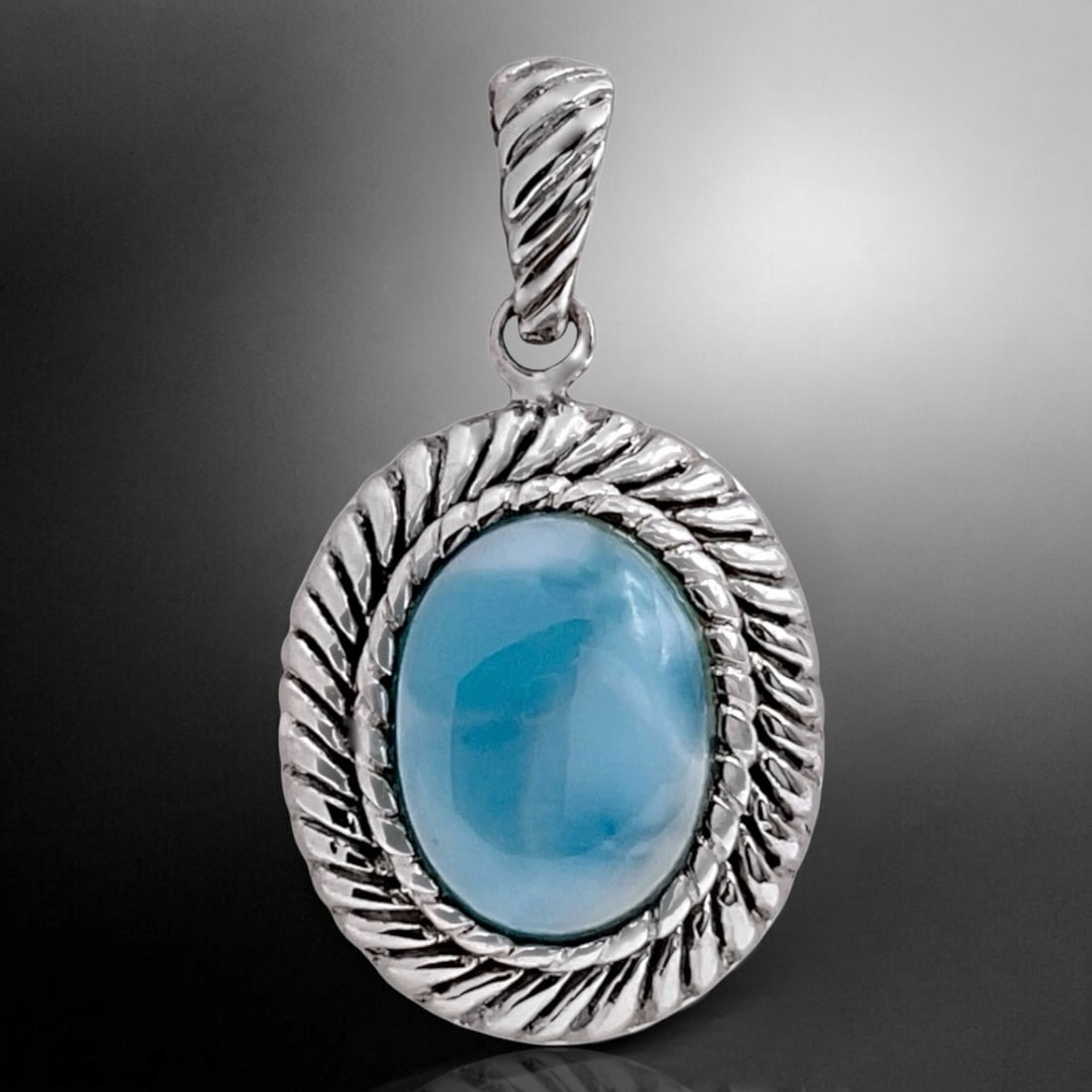 Sky Blue Larimar Gemstone Pendant, Set in Sterling Silver (1 of 1)