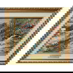 John William Beatty Painting: John William Beatty Painting. John William Beatty (1869-1941). Medium: Paint on wood panel. Dimensions: 10" x 12" (15" x 17" framed). Signed "JW Beatty" on the bottom left. Consigned from the collecti