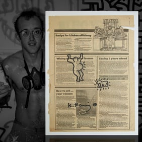 Keith Haring Newspaper Marker Art on "Daily News"