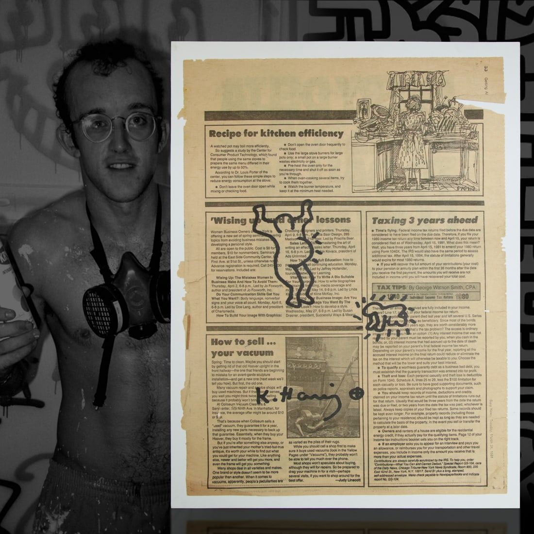 Keith Haring Newspaper Marker Art on "Daily News" (1 of 4)