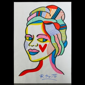 Colorful Romero Britto Attributed Marker Art