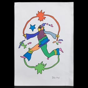Dynamic Peter Max Attributed Mixed Media Artwork