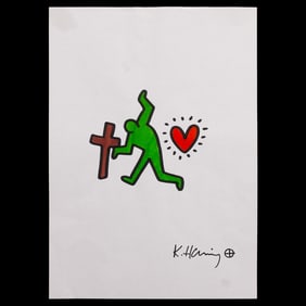 Symbolic Keith Haring Mixed Media Art