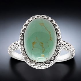 Southwest #8 Turquoise Sterling Silver Ring - Size 10