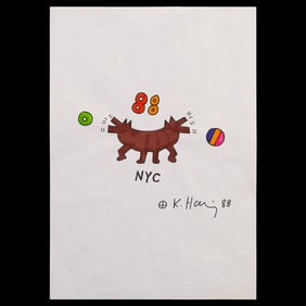 Keith Haring Mixed Media Artwork