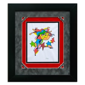 Peter Max Marker Drawing Featuring Celestial Imagery