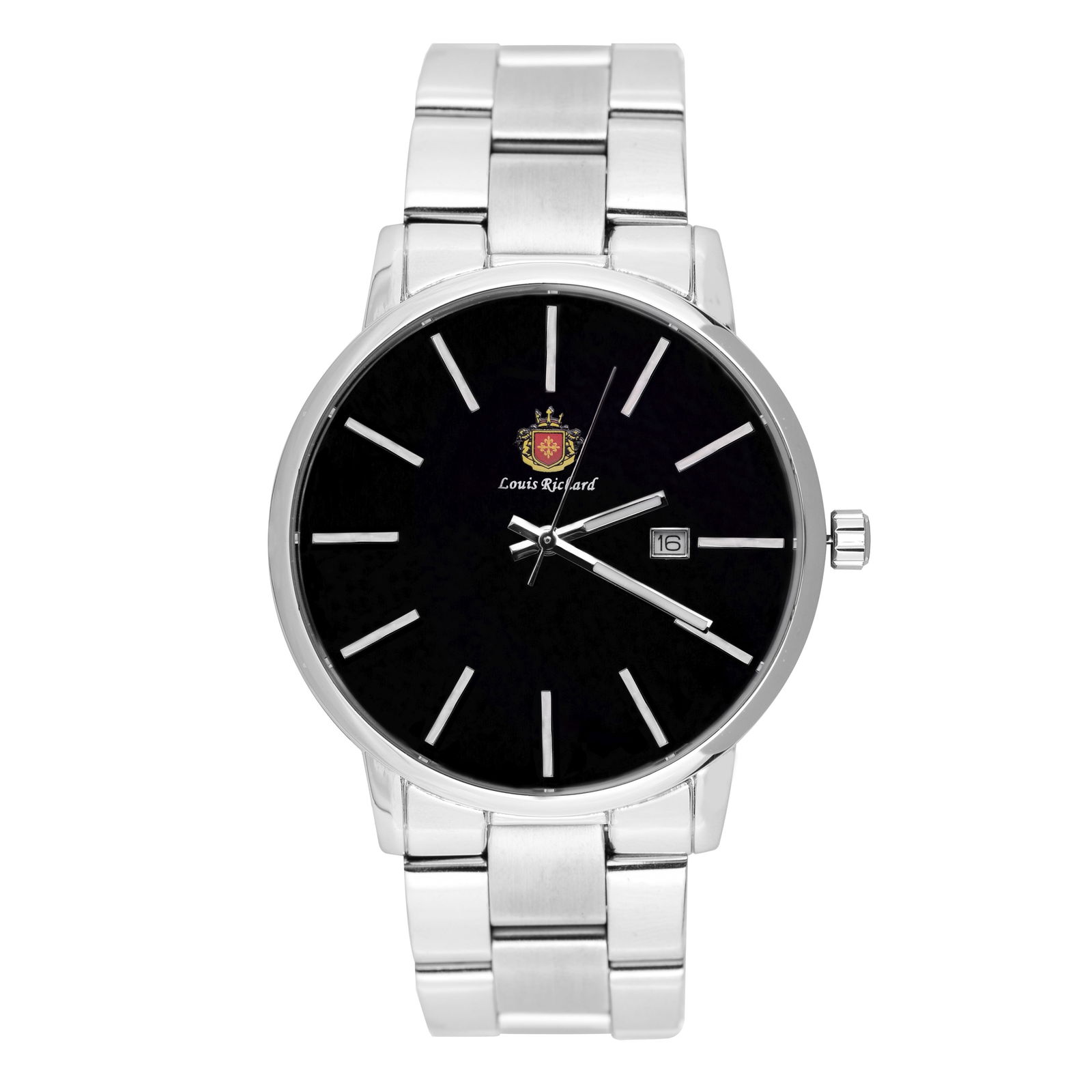 Louis Richard Men’s Watch: Timeless Black Dial with Sleek Metal Band (1 of 3)