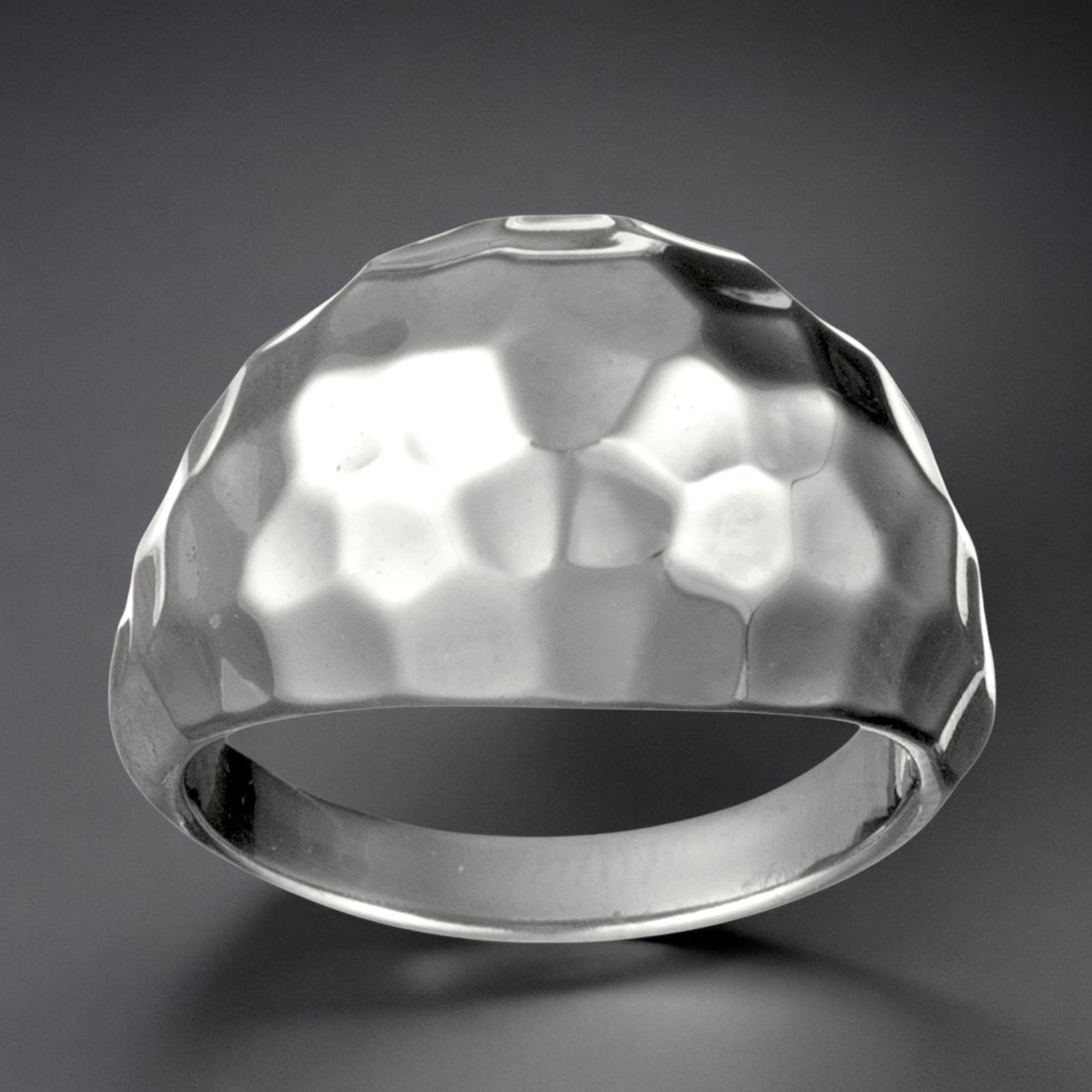 High Polished Textured Dome Sterling Silver Ring - Size 7 (1 of 1)