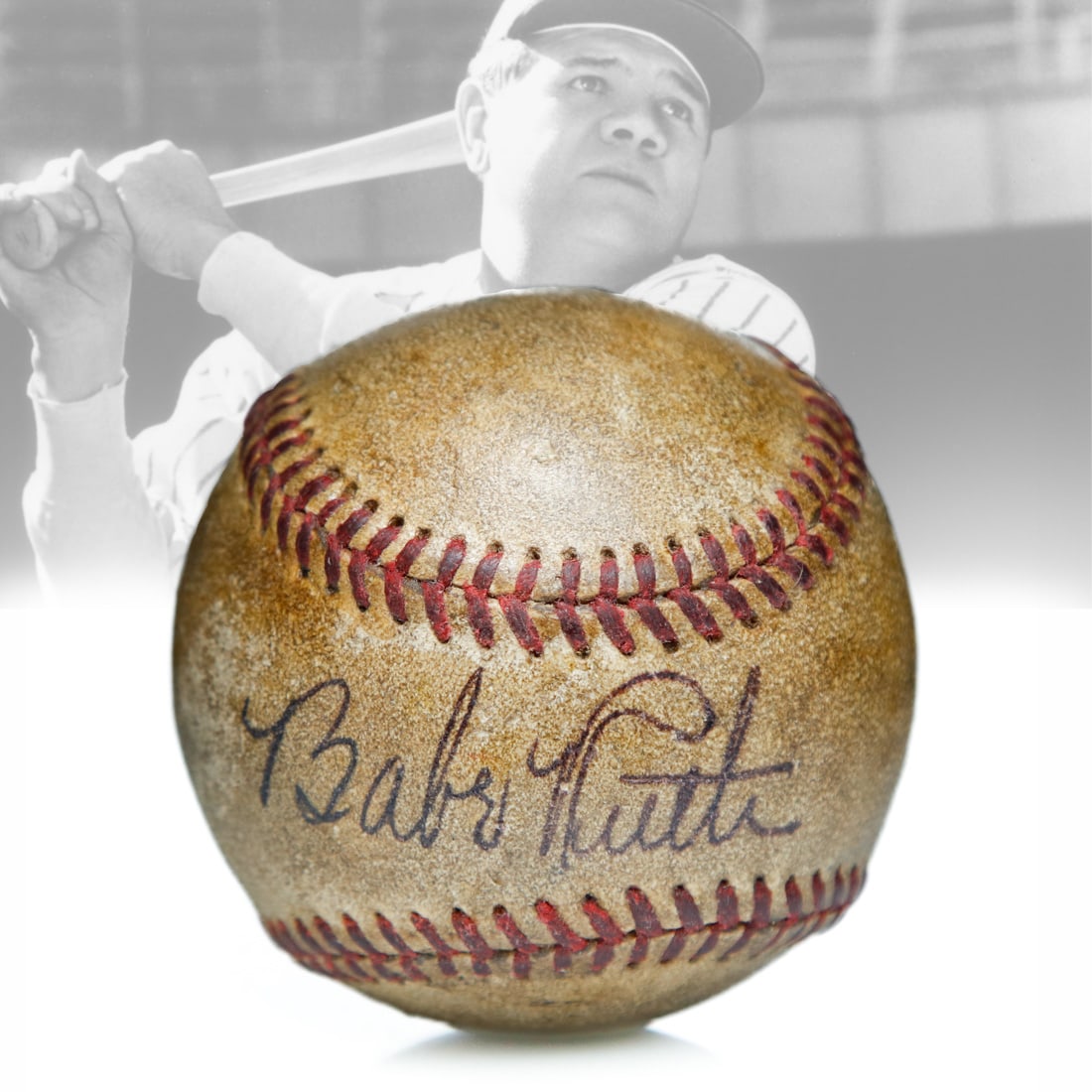 Babe Ruth Signed Red Stitched Baseball (1 of 7)