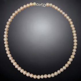 Pink Freshwater Pearl Strand Necklace – 18"
