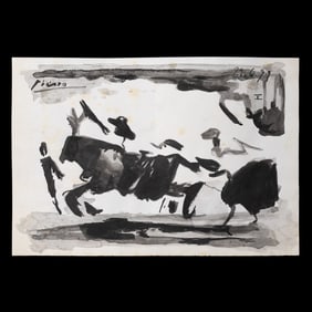 Pablo Picasso Watercolor, "Toros y toreros"