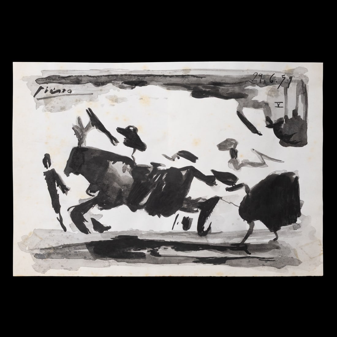 Pablo Picasso Watercolor, "Toros y toreros" (1 of 9)