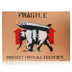 Banksy Attributed Striking Cardboard Art