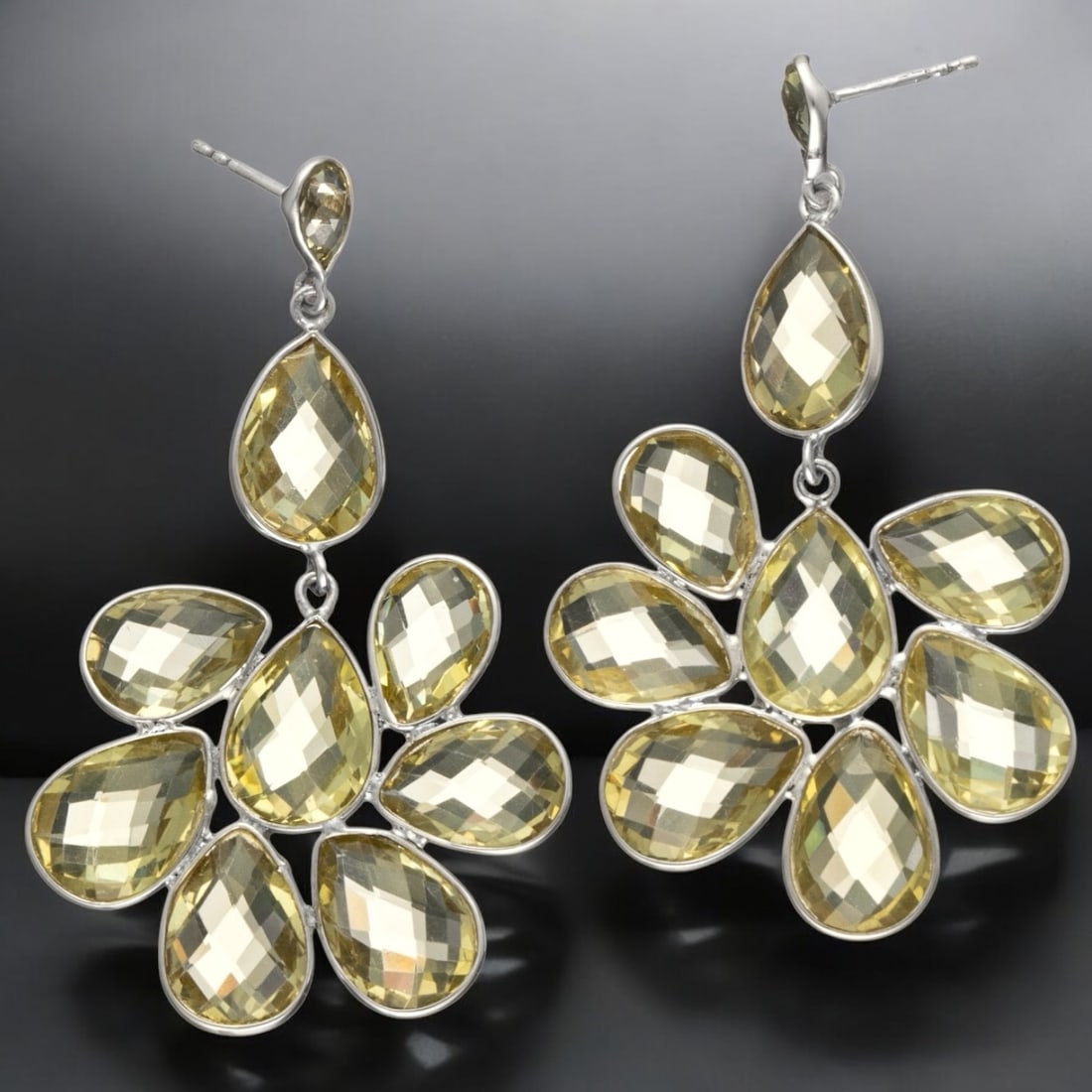 Lemon Quartz Sterling Silver Earrings – Contemporary Design (1 of 1)