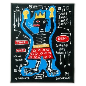 Jean-Michel Basquiat-Style Oil Painting – A Tribute to Boxing Greatness