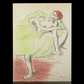 Edgar Degas Style Artwork – Dancer in Green Tutu