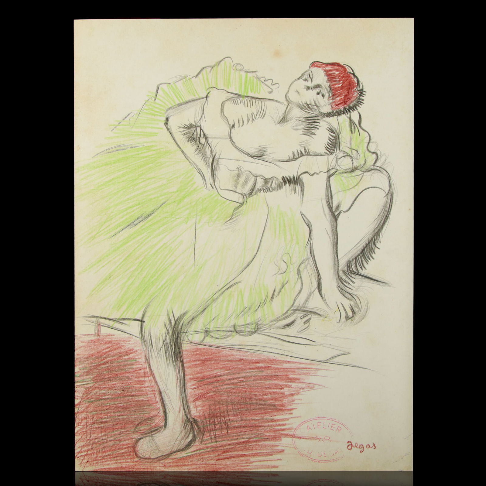 Edgar Degas Style Artwork – Dancer in Green Tutu (1 of 10)