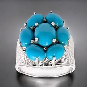 Southwest Style Sleeping Beauty Turquoise Sterling Silver Ring – Size 9