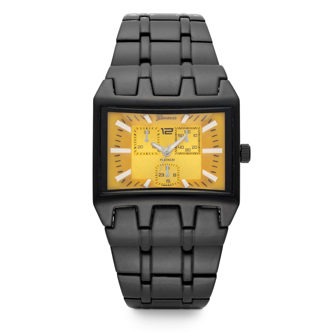 Geneva Men's Classic Two-Tone Watch – Timeless Sophistication: The Geneva Men's Watch combines classic styling with modern reliability. Featuring a 41mm case and powered by a precise Japan movement, this timepiece ensures dependable performance. The black metal b