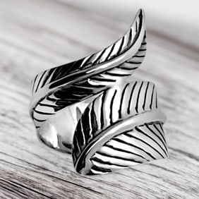 Leaf Bypass Sterling Silver Ring – Size 7