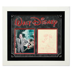 Walt Disney Signed and Illustrated Mickey Mouse Document (1 of 8)