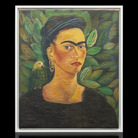 Captivating Frida Kahlo Portrait: "Self-Portrait with Parrot"