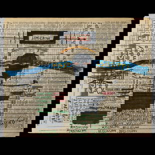 Profound Jean-Michel Basquiat Mixed Media Art: "Jim Crow with Mississippi": Title: Profound Jean-Michel Basquiat Mixed Media Art: "Jim Crow with Mississippi" Description: We are privileged to offer a powerful mixed media artwork attributed to the influential artist Jean-Miche