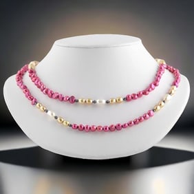Multi-color Freshwater Pearl 41" Necklace with Sterling Silver clasp and Hematite