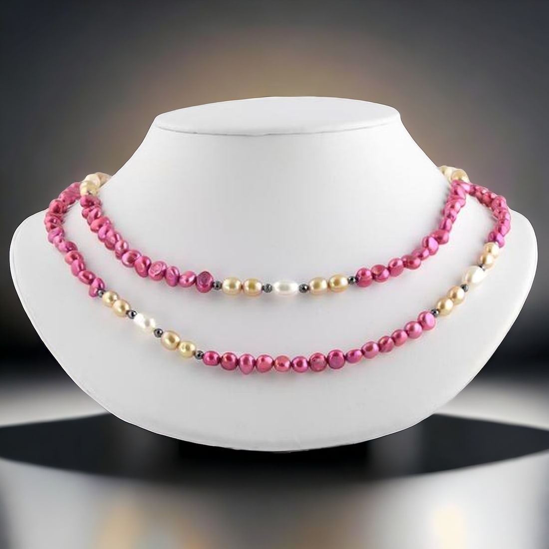 Multi-color Freshwater Pearl 41" Necklace with Sterling Silver clasp and Hematite (1 of 1)