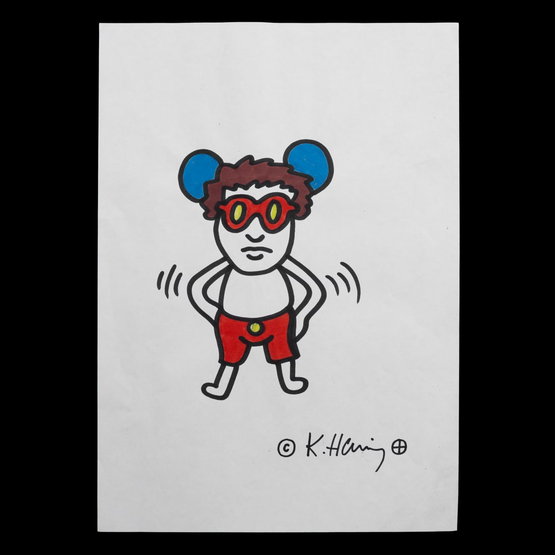 Energetic Keith Haring Marker Art: "Andy Mouse" (1 of 5)