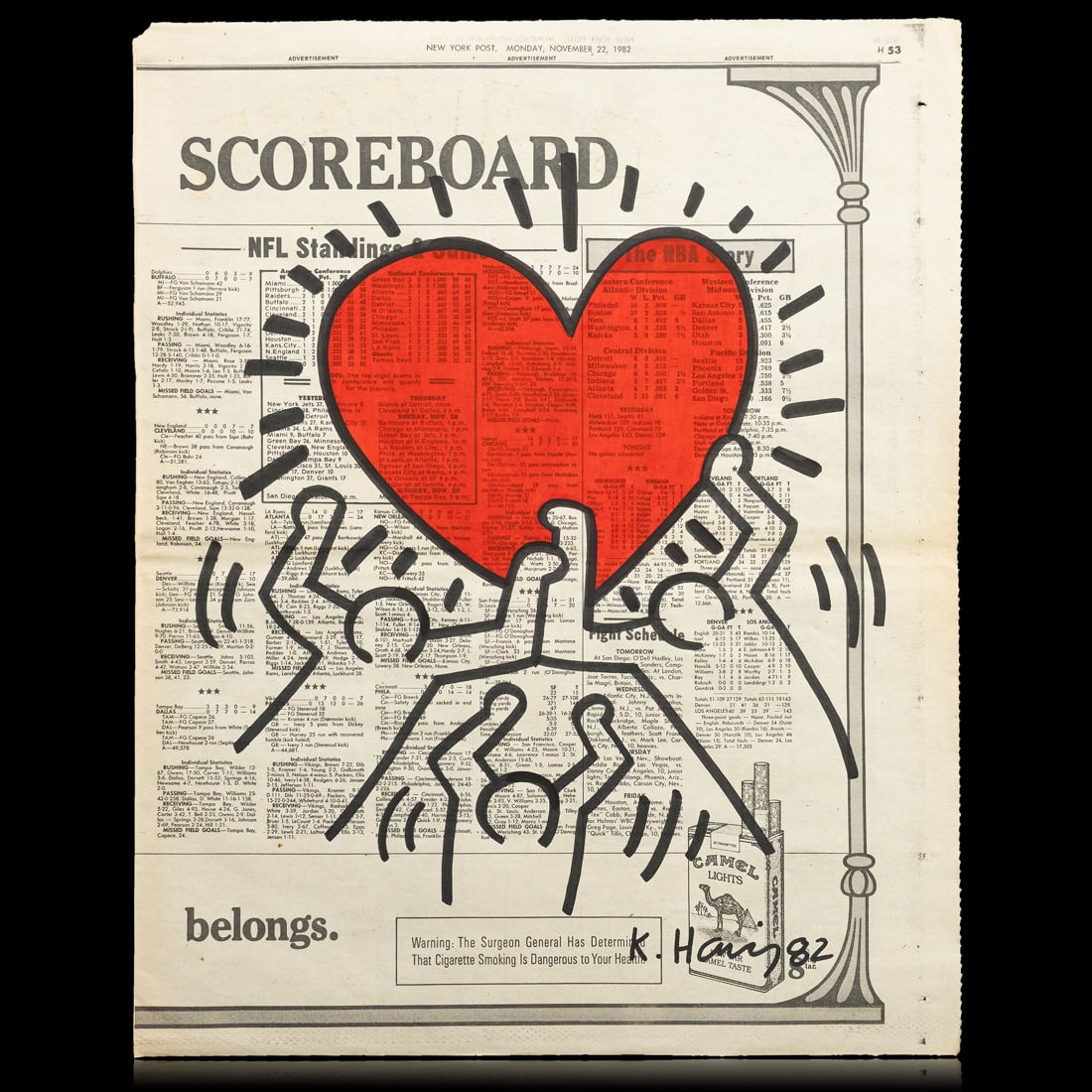 Heartfelt Expression by Keith Haring: "Untitled (People Holding a Red Heart)" (1 of 6)