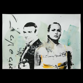 Iconic "Chapeau" Mixed Media Art Featuring Sean Connery and Ursula Andress