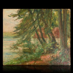Serene Landscape by Franz Johnston – "Woodland Waterside"