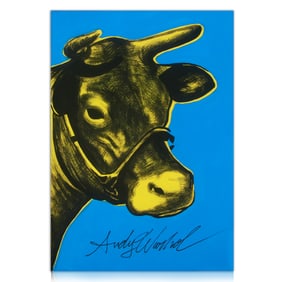 Painting in the Style of Andy Warhol Featuring a Bull with Signature