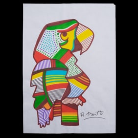 Vibrant Mixed Media in the Style of Romero Britto: "Patchwork Parrot"