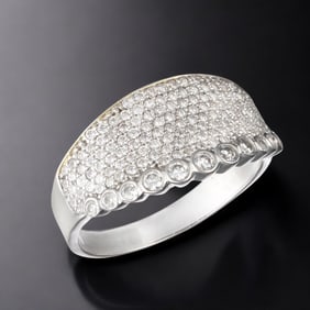 Radiant Simulated Diamond Sterling Silver Pave style Ring - Size 9