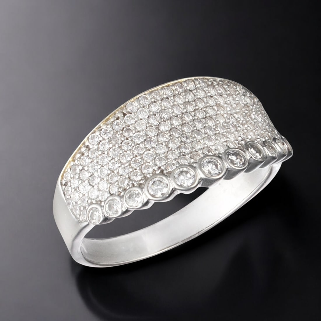 Radiant Simulated Diamond Sterling Silver Pave style Ring - Size 9 (1 of 1)