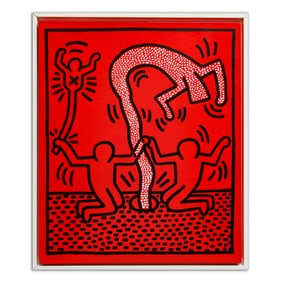 Acrylic on Canvas Attributed to Keith Haring