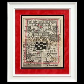 Keith Haring Newspaper Marker Art - "Le Mans 24 HR"