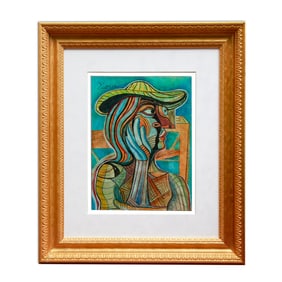 Pablo Picasso Mixed Media on Paper: "Profili" Attributed
