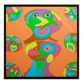 Original Hannes D'Haese Painting – A Vibrant Expression of Sculptural Forms