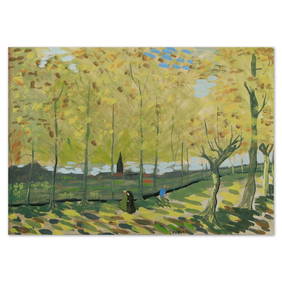 Vincent van Gogh Attributed Mixed Media on Paper, "Lane with Poplars" (1 of 15)